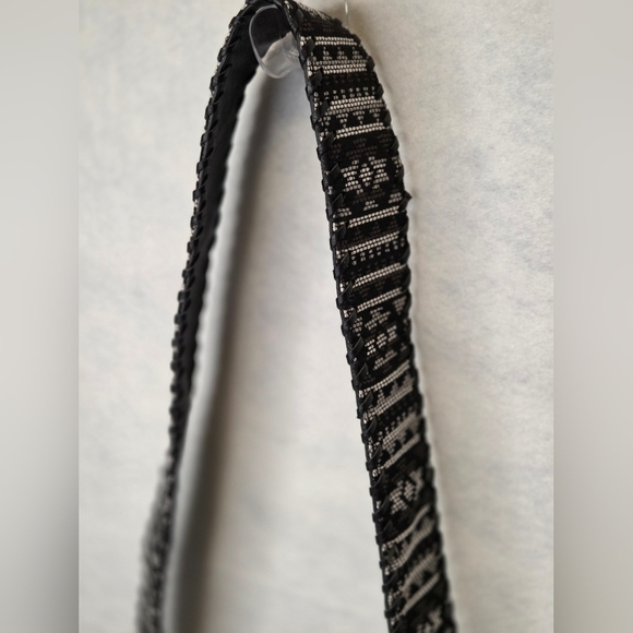 Dolce Vita Black Braided Leather Crossbody Bag With Guitar Strap‎ - Picture 10 of 11